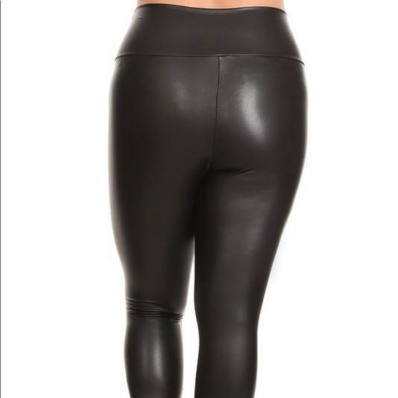 🔥 Plus Size faux leather high waist leggings - Picture 3 of 4